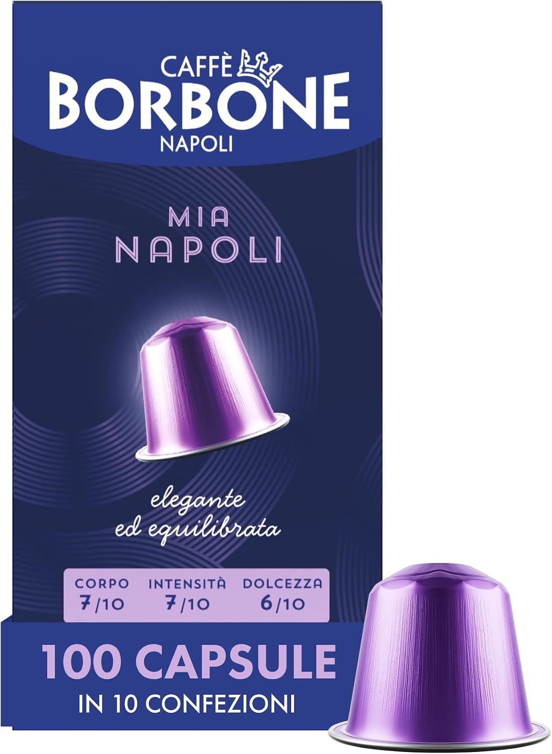 Detalle de Caffè Borbone Miscela Mia Napoli – 100 capsule in alluminio, compatibili Nespresso* (Mia Napoli)