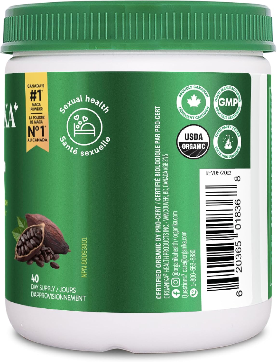 Detalle 1 de Organika maca and cacao powder, 200 g
