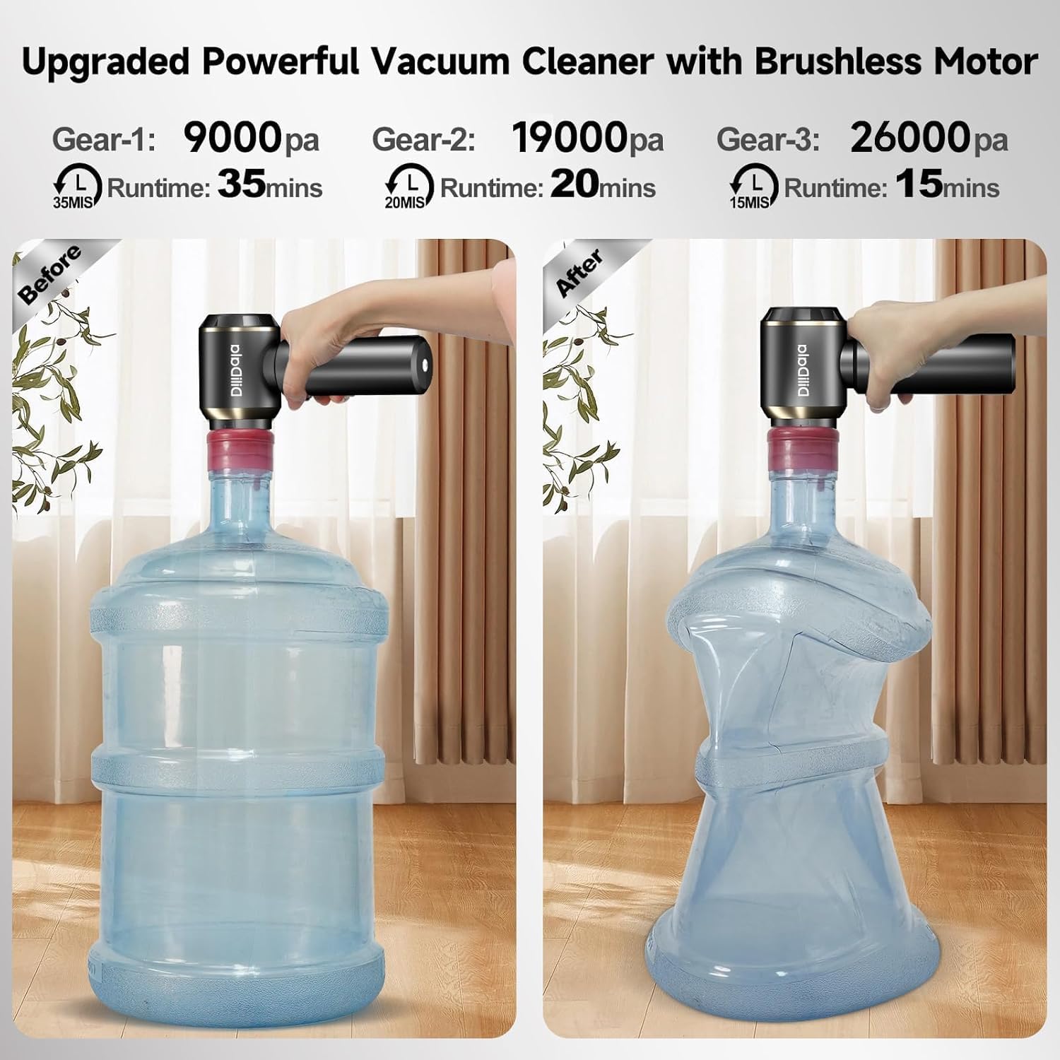 Thumbnail 6 de DiliDla Car Vacuum Cleaner 26000PA Cordless Handheld Mini Hoover (3 Speeds, Brushless)