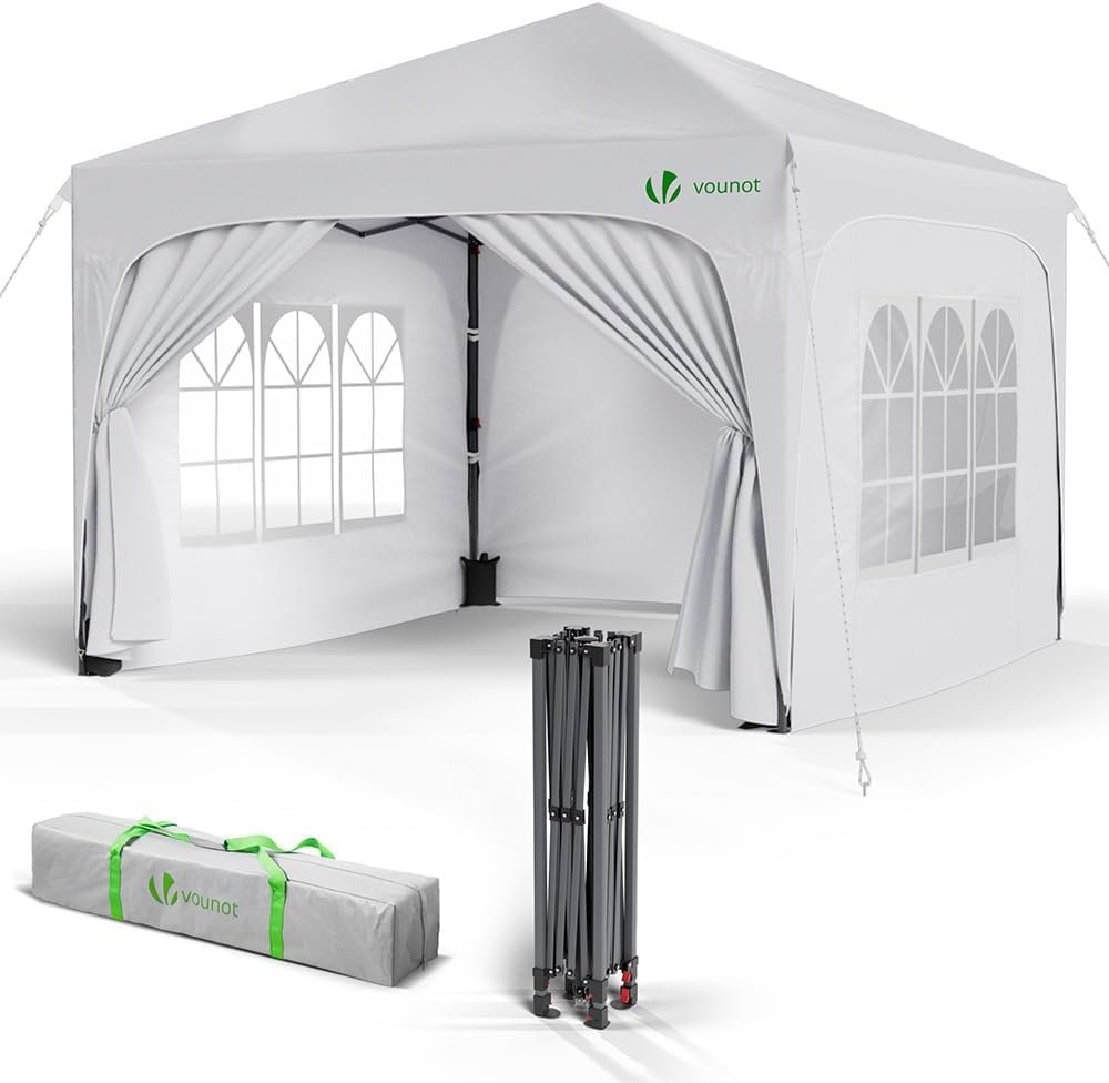VOUNOT 3m x 3m Pop Up Waterproof Gazebo with Sides and Weight Bags