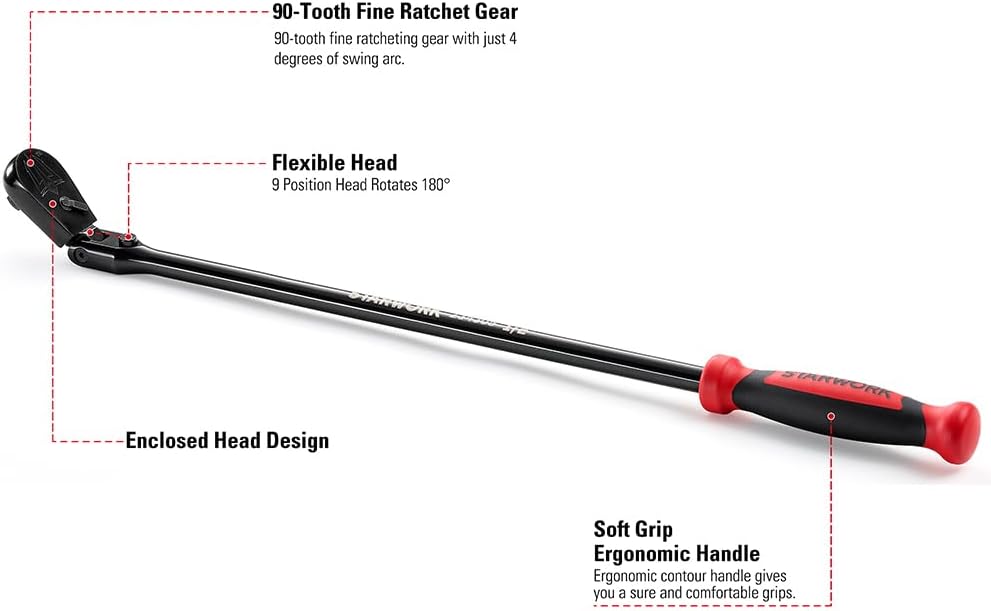 Thumbnail 2 de STARWORK 234305 True Mechanic™ 1/2" Drive Locking Flex Ratchet, 90-Tooth