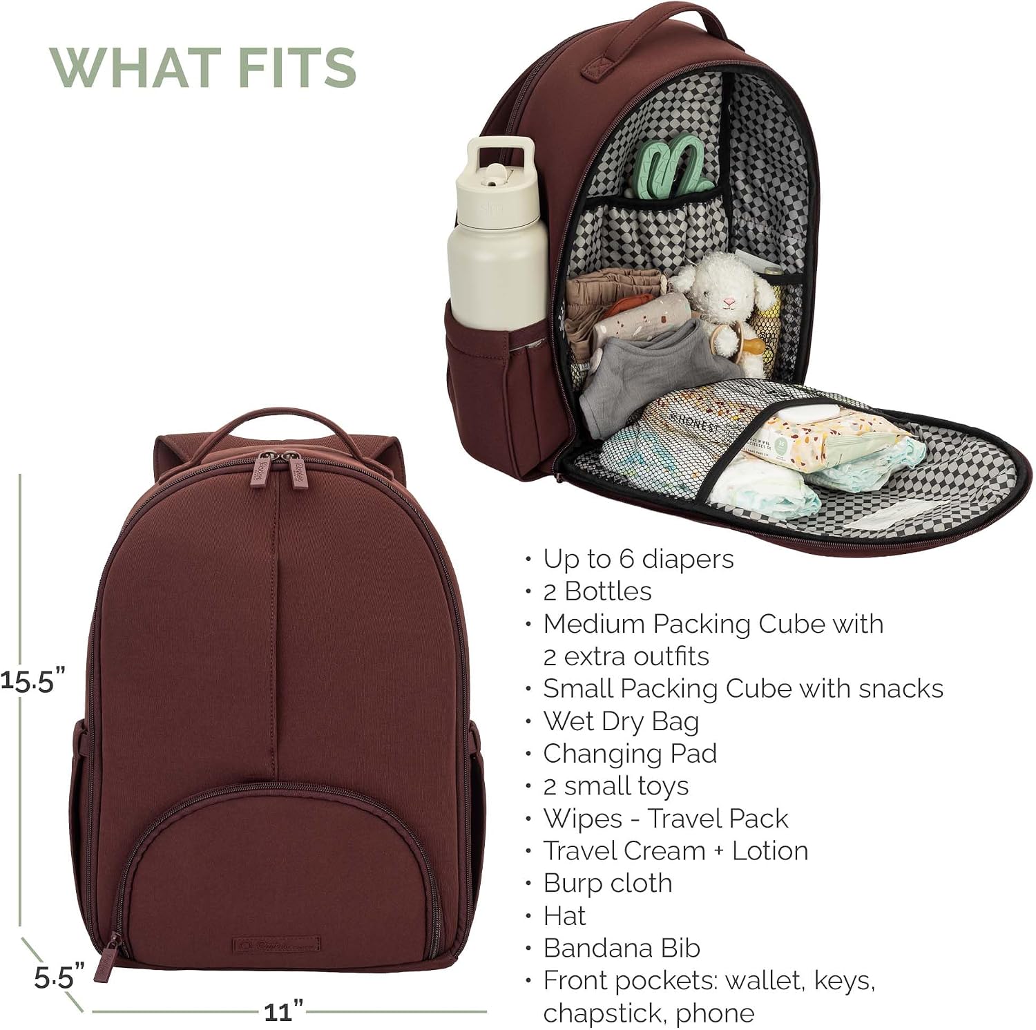 Detalle 2 de Drift Lite Neoprene Diaper Bag Backpack with 10 Pockets and Luggage Strap