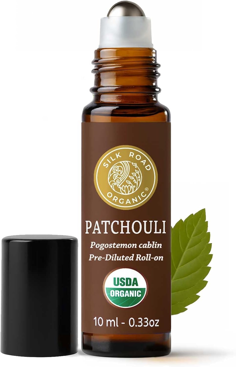 Detalle de Silk Road Organic Patchouli Essential Oil Roll-On (10 ml) — USDA Certified Organic