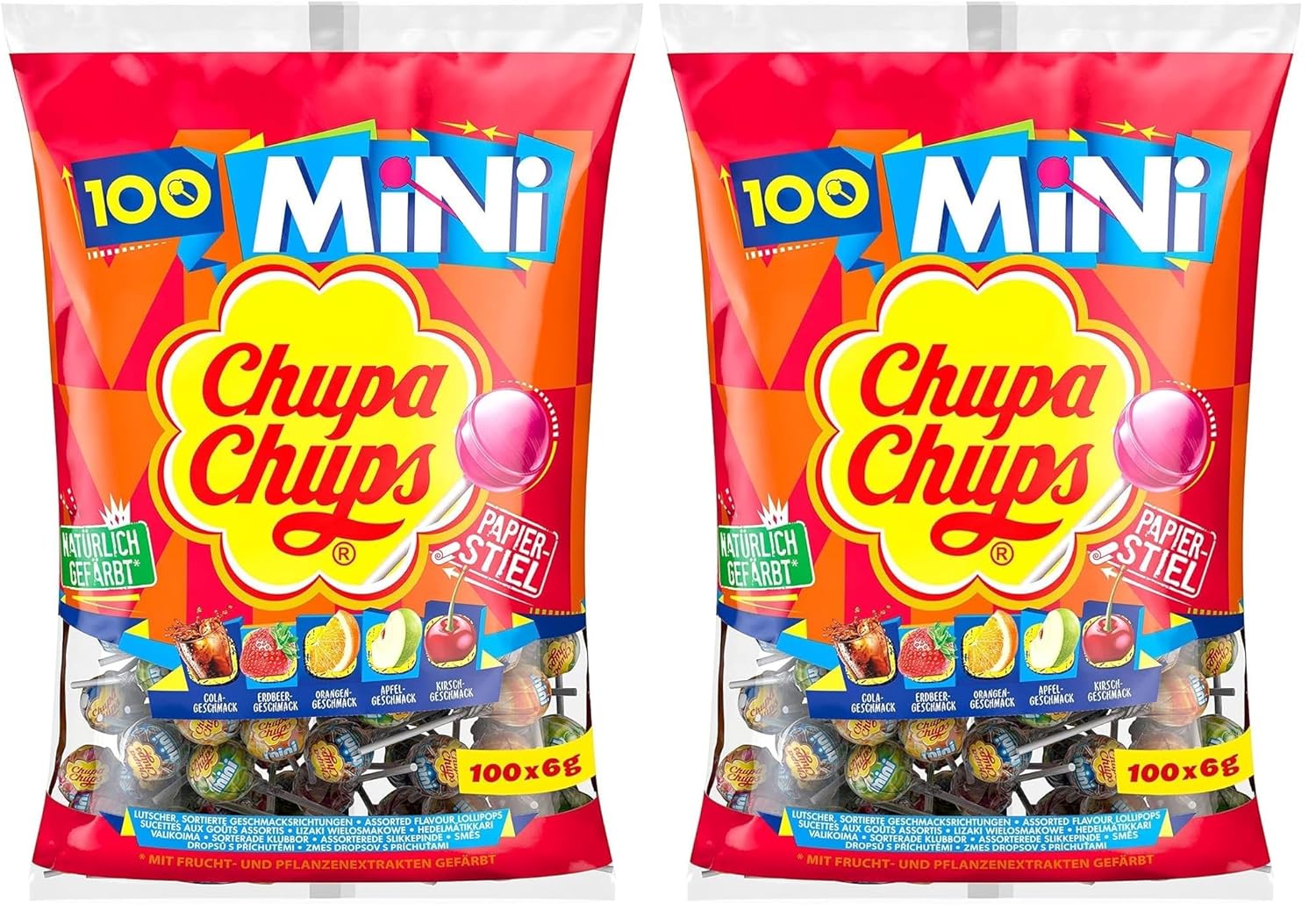 Thumbnail 6 de Chupa Chups Mini Classic Lutscher-Beutel – 360 Mini-Lollis in 4 Sorten (Cola, Orange, Erdbeere, Apfel)