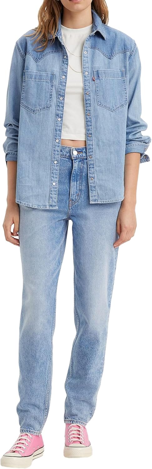 Detalle de Levi's 80s Mom Taper – damskie jeansy Dark Indigo, Worn In