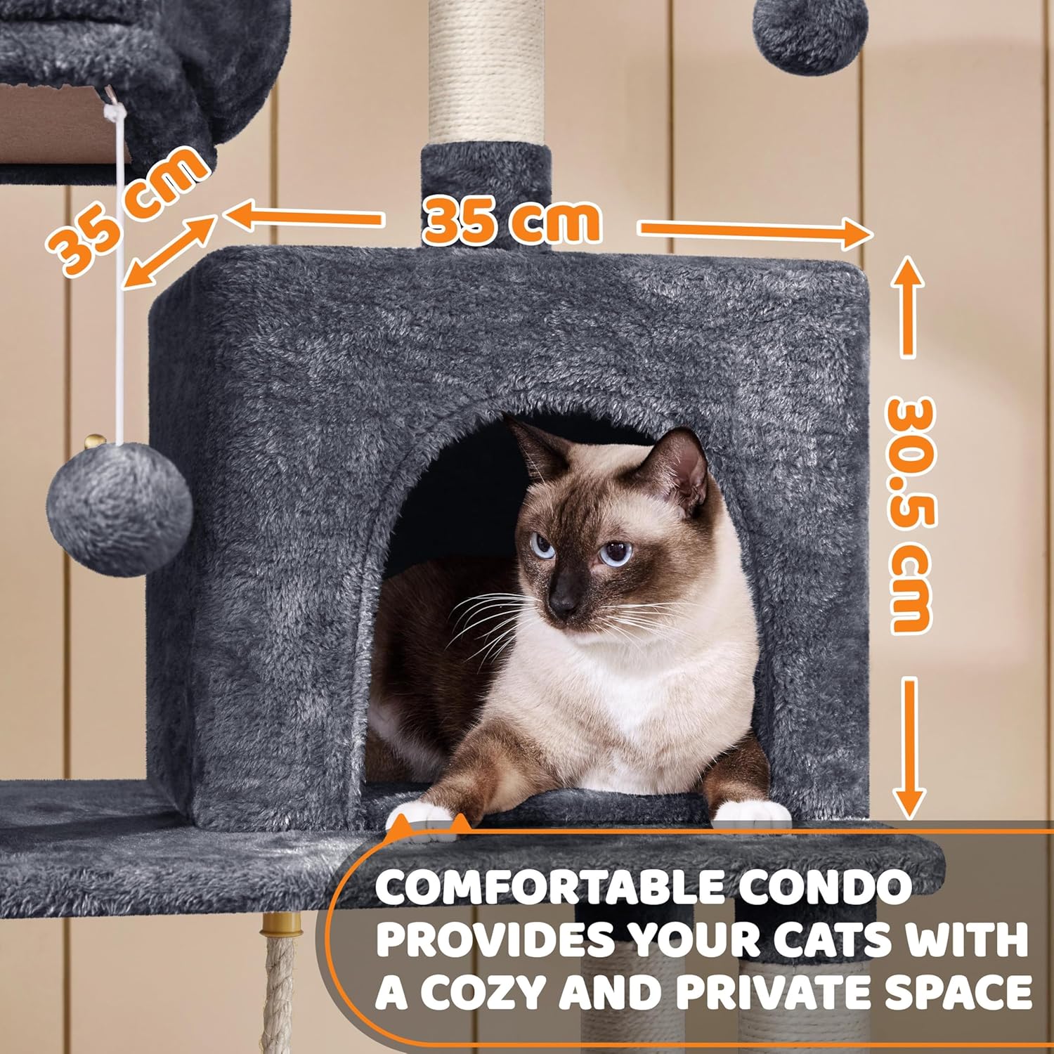 Thumbnail 6 de Yaheetech 150cm Large Cat Tree Tower with Condos, Hammock and Sisal Posts for Indoor Cats