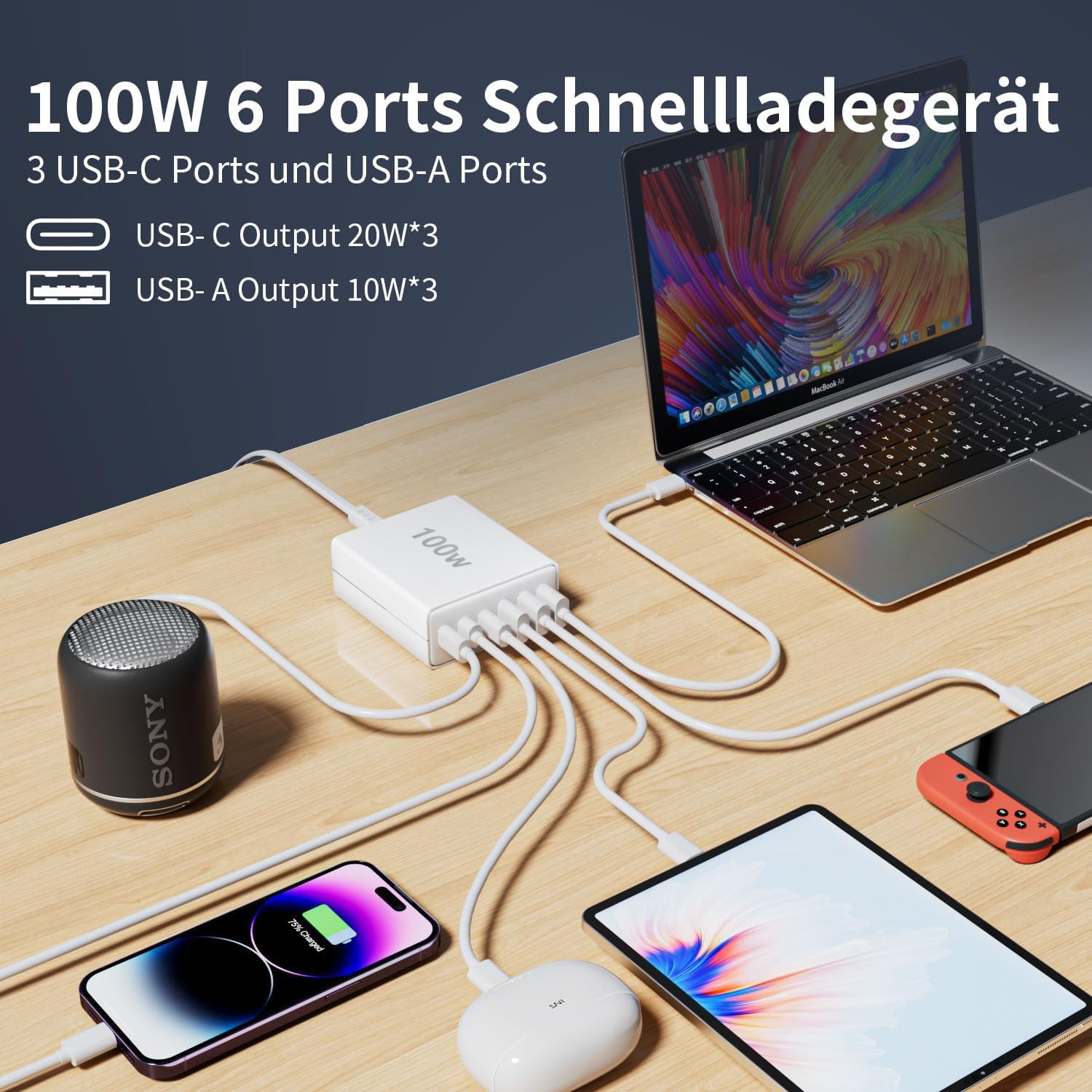 Thumbnail 2 de FINIBO USB C Ladegerät Mehrfach 100W