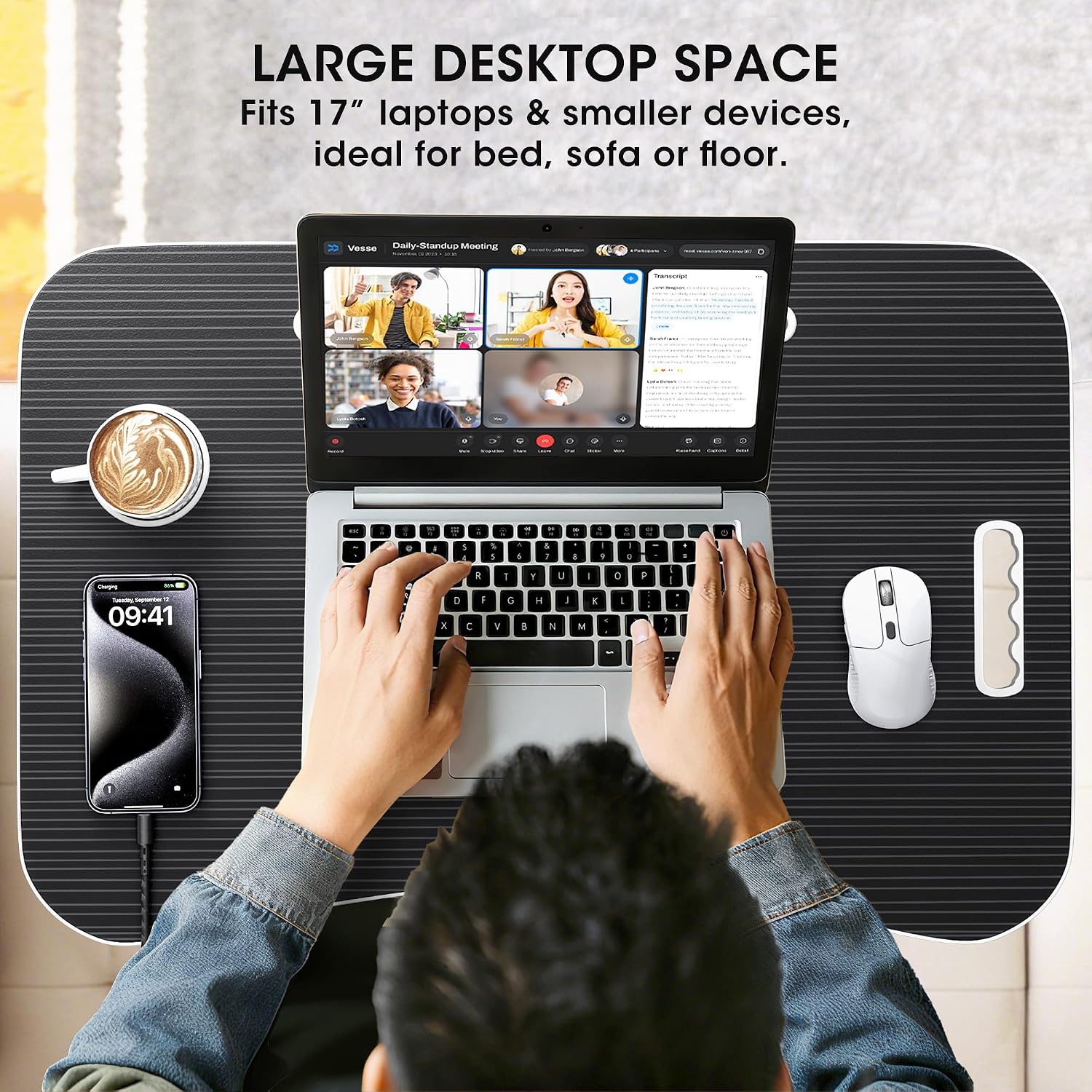 Thumbnail 4 de Frpufi LD005 Folding Lap Desk, 23.6-Inch Wood Bed Table with Cup Holder