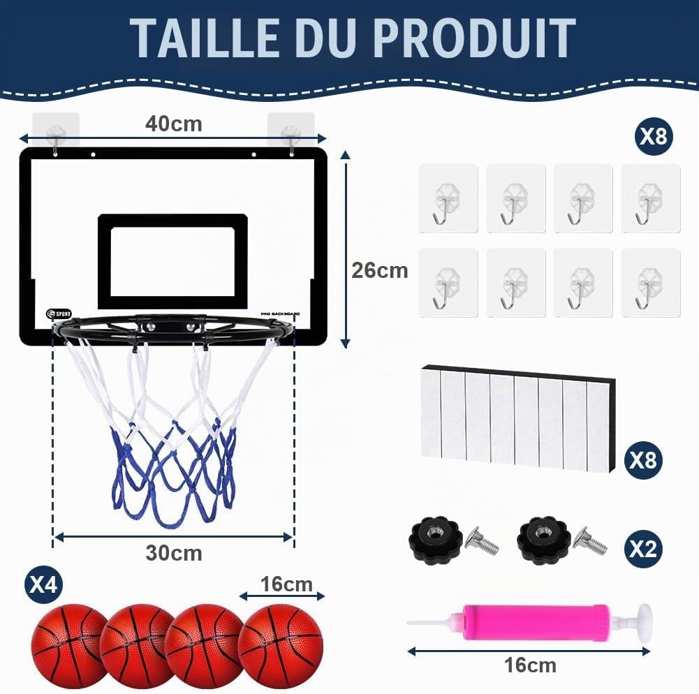 Detalle 2 de OSDUE 3644147 mini-basketbalmand voor binnen met 4 ballen