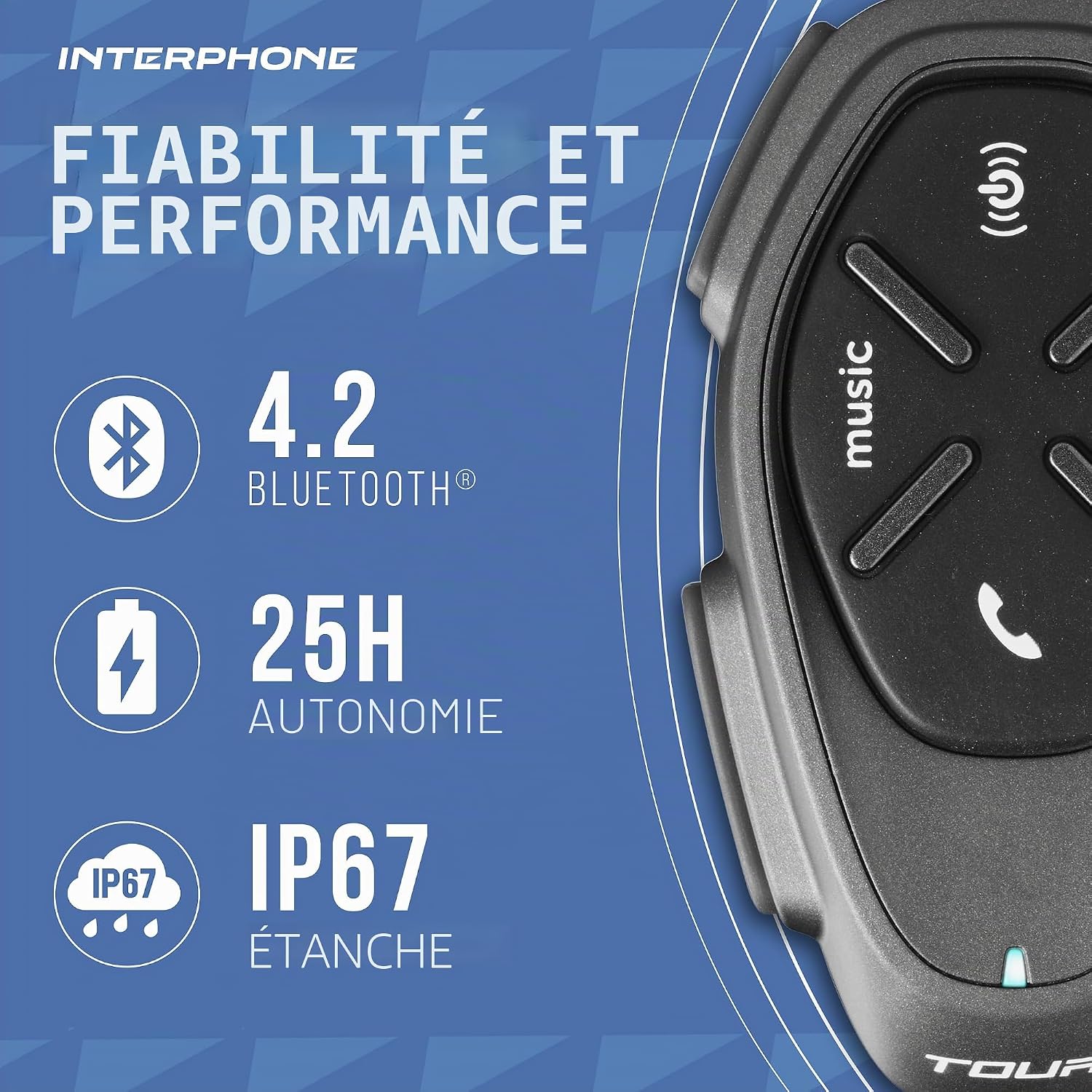 Detalle de Interphone Tour - Système de Communication Moto Bluetooth (Un Paquet) pour 4 Riders