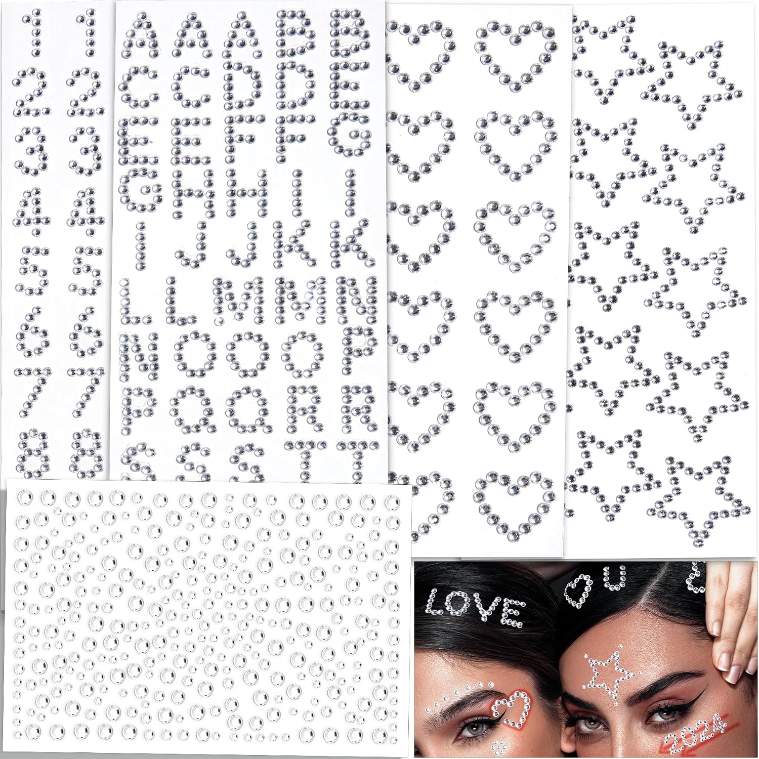 Thumbnail 6 de Face Gem Stickers, 15 Colours