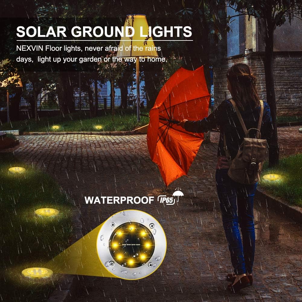 Thumbnail 1 de Qedertek Solar-Bodenleuchten für außen (8er-Set) mit 8 LEDs und RGB, IP65