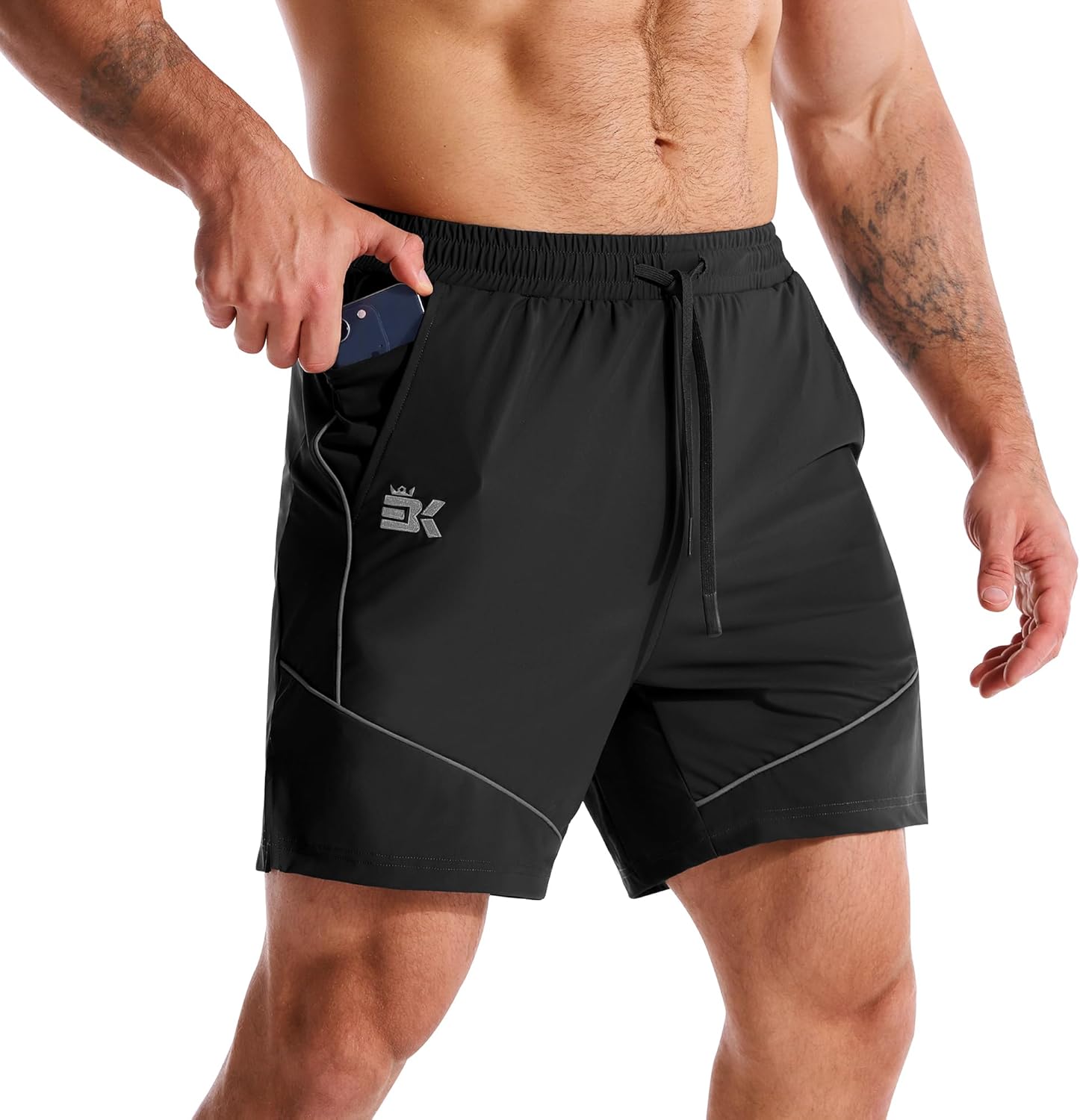 Detalle de BROKIG Mens AdiArmor Gym Shorts — Lightweight, protective, with zip pockets for training