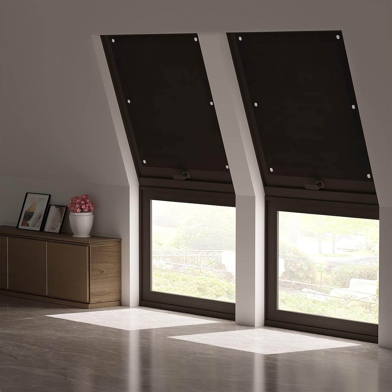 Detalle 2 de WOLTU Thermo Dachfenster Rollo ohne Bohren – Verdunkelung & Hitzeschutz für Velux- & Roto-Fenster (Schwarz, 57x100 cm)
