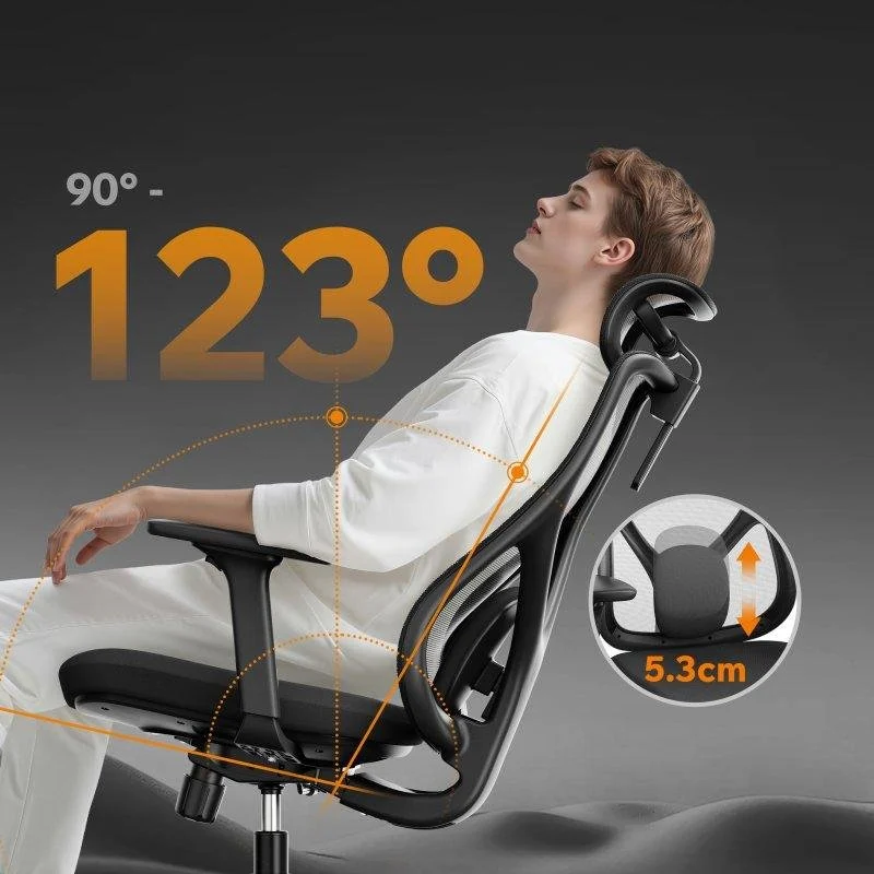 Detalle de Sense7 Moyo: Silla de Oficina Ergonómica Reclinable en Negro