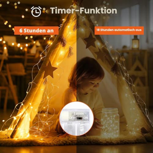 Thumbnail 1 de Bitjam 2er-Set LED-Lichterkette 100 LED, 10 m, Batterie & Timer – Innen