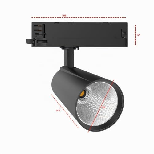 Detalle de FOOC LED-Schienenstrahler 30 W | 3-Phasen, drehbar, 4000 K, 2800 lm – Aluminium Innenraumlampe