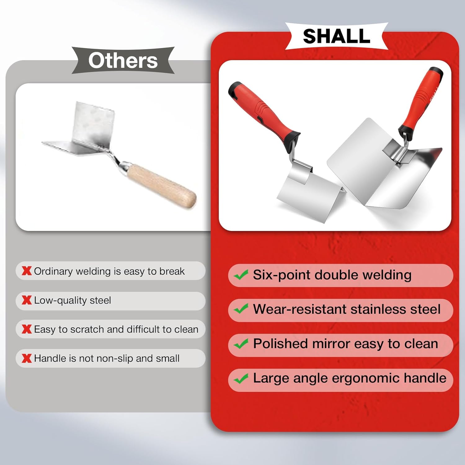 Thumbnail 3 de Shall Edelstahl Eckkelle-Set für Innen- und Außenwinkel, abgewinkelt zum Verputzen und Einfassen