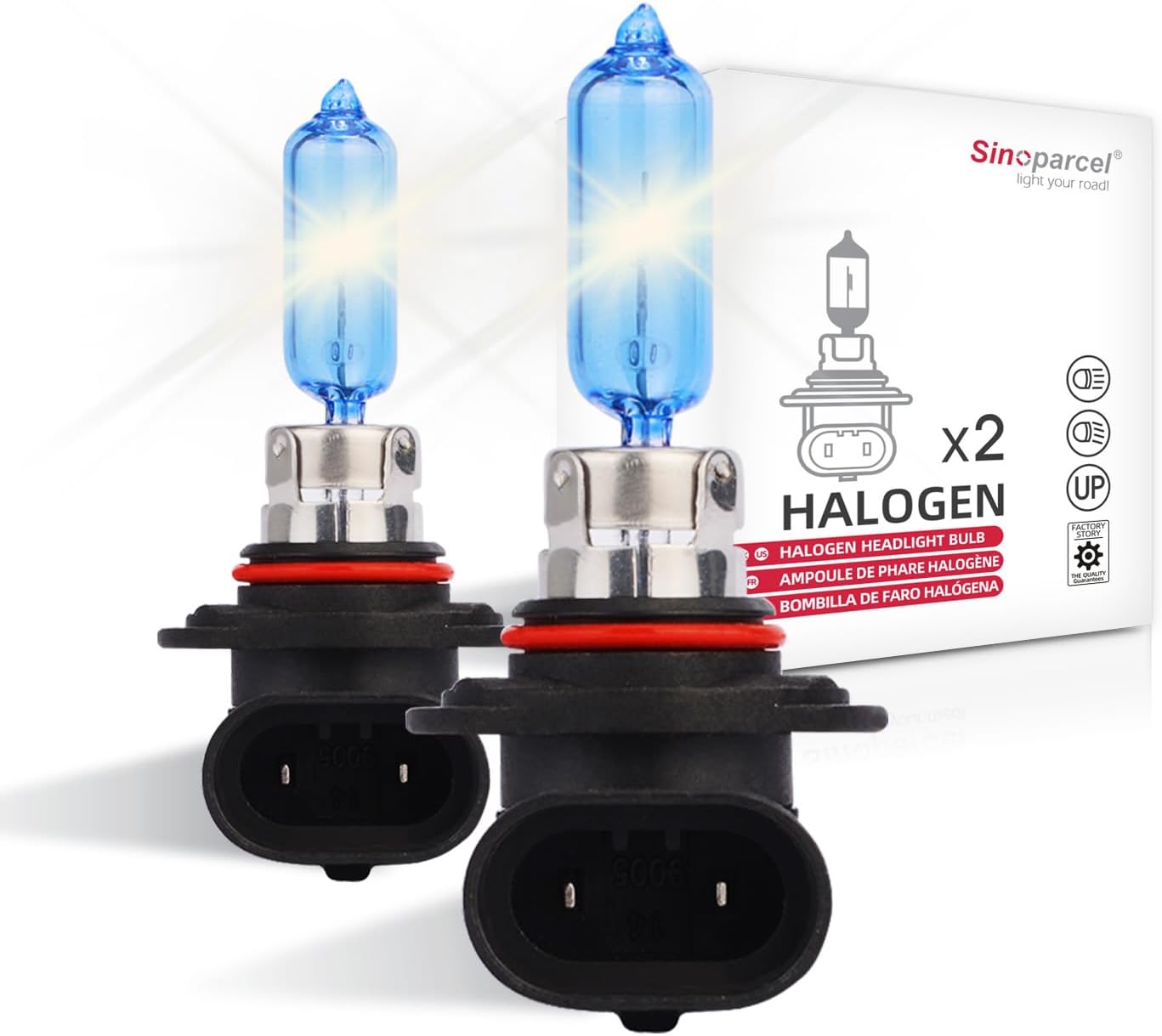 Detalle de Sinoparcel HIR2/9012 Ampoules Halogène 5000K – Lot de 2 pour Feux de Route et Croisement, 55W, DC12V