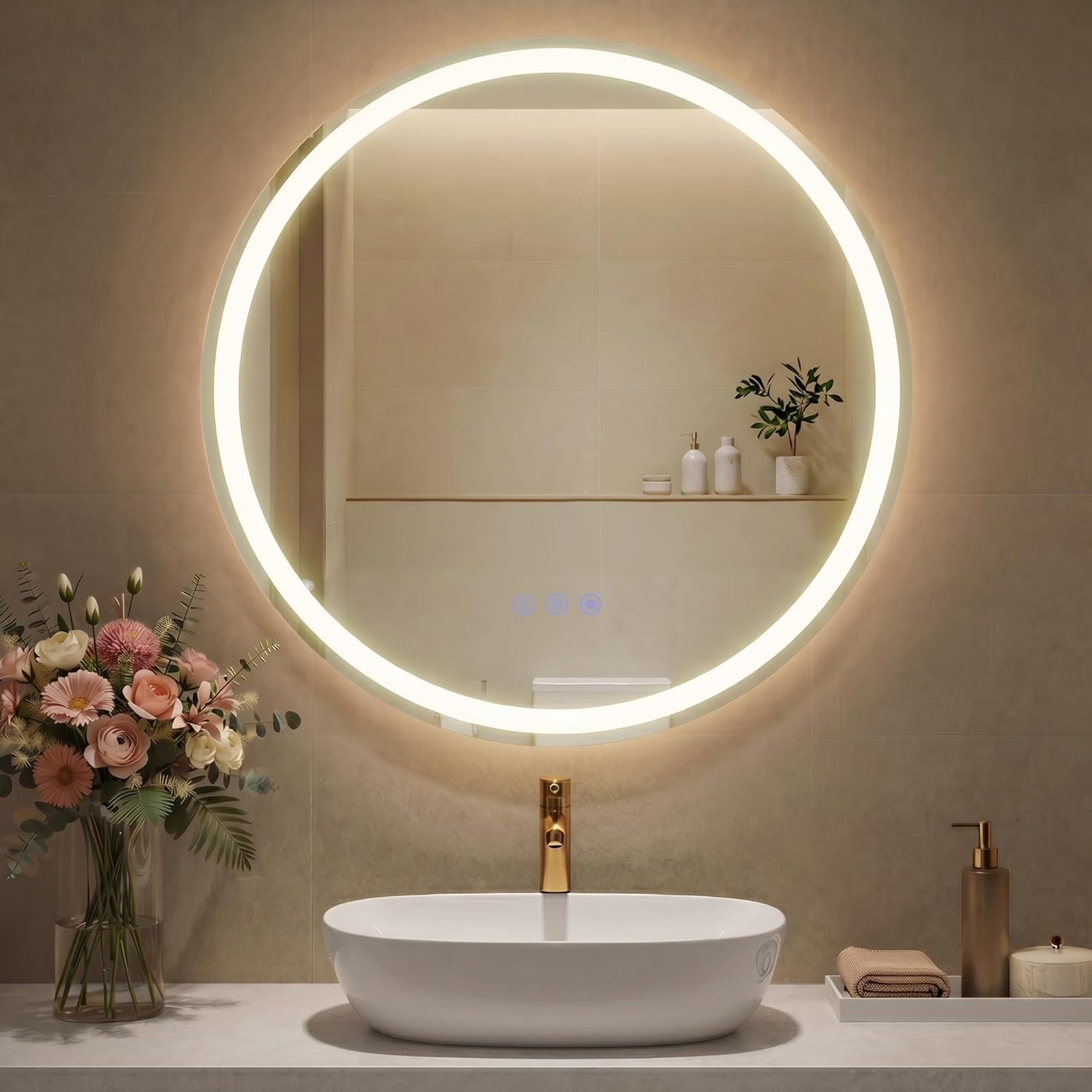 Thumbnail 6 de SONGMICS Miroir de Salle de Bain avec Éclairage LWM212WC02 – Antibuée, LED réglables et cadre blanc