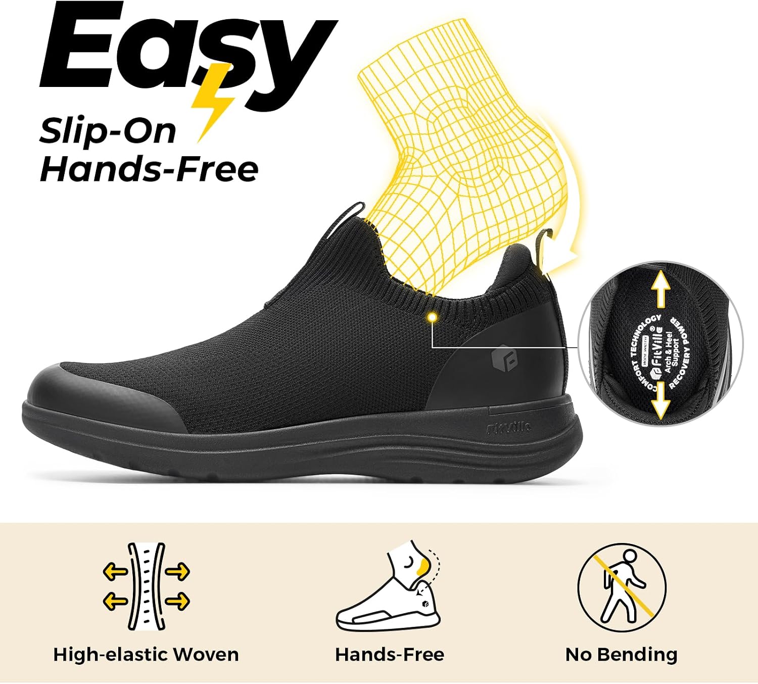 Detalle de FitVille BriskWalk V3 Damen Slip-on Sneaker in extra weiter Passform