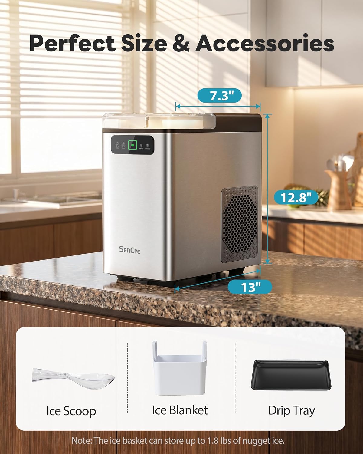 Detalle 1 de SenCre Nugget Ice Maker 40 lb Capacity
