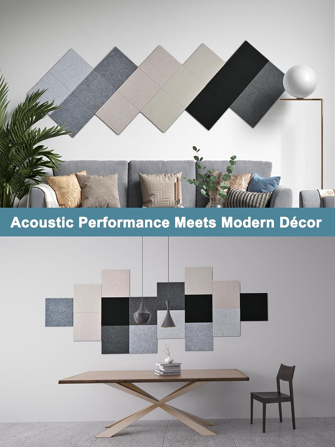 Thumbnail 6 de AKUMAX Acoustic Wall Panels, 12-Pack Black Peel-and-Stick PET Felt Tiles