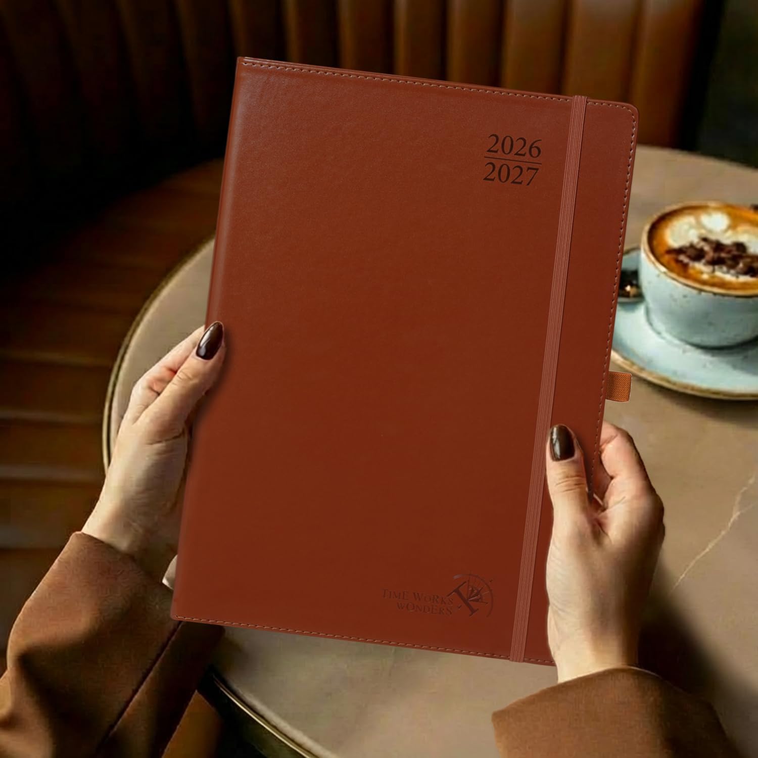 Thumbnail 6 de POPRUN 2026-2027 Monthly Planner, 16-Month 8.25 x 11.75 in Book, Brown Faux Leather