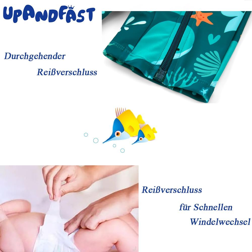Thumbnail 4 de upandfast Baby Badeanzug mit Schrägem Reißverschluss – UPF 50+ für Baby Junge und Mädchen