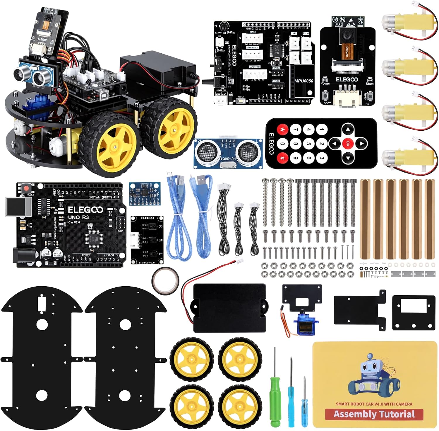 Detalle de ELEGOO UNO R3 Smart Robot Car Kit V4 for Kids 🤖