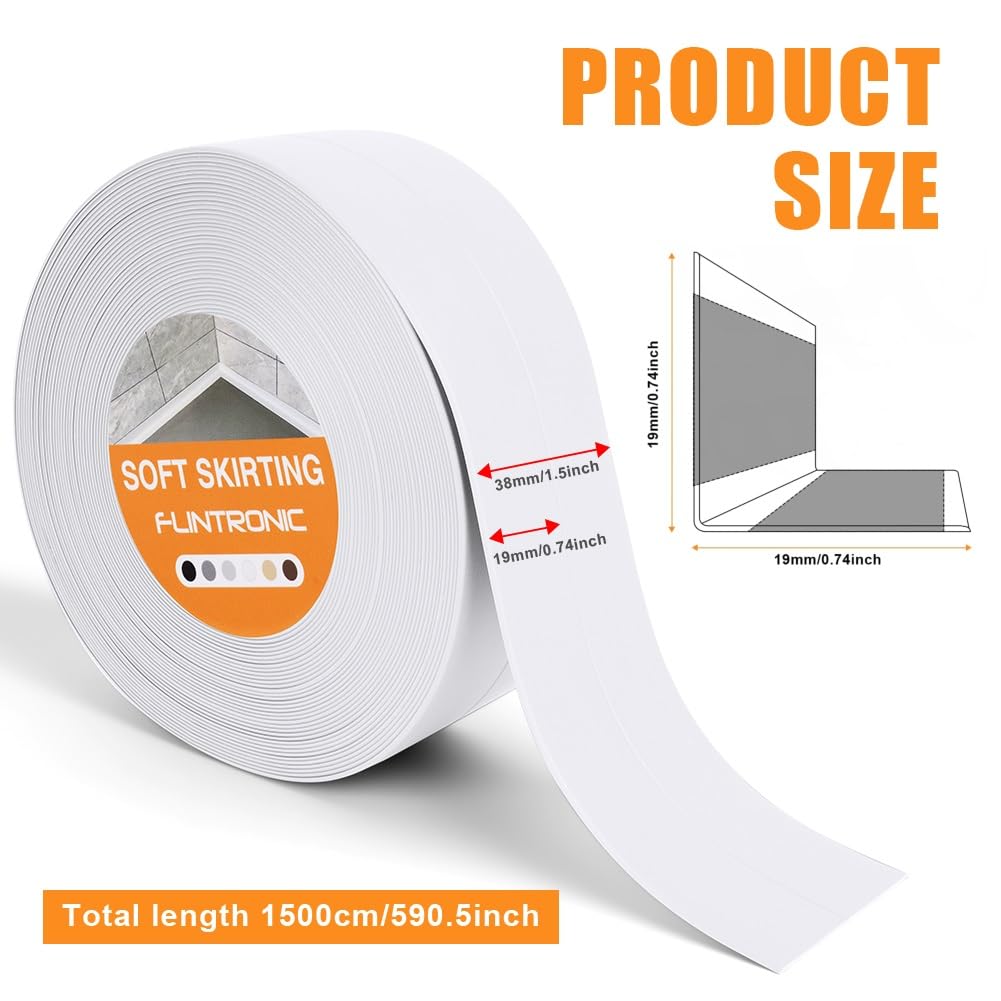 Thumbnail 1 de flintronic Weichsockelleiste 19 x 19 mm, 15 m selbstklebendes PVC-Dichtband für Küche & Bad