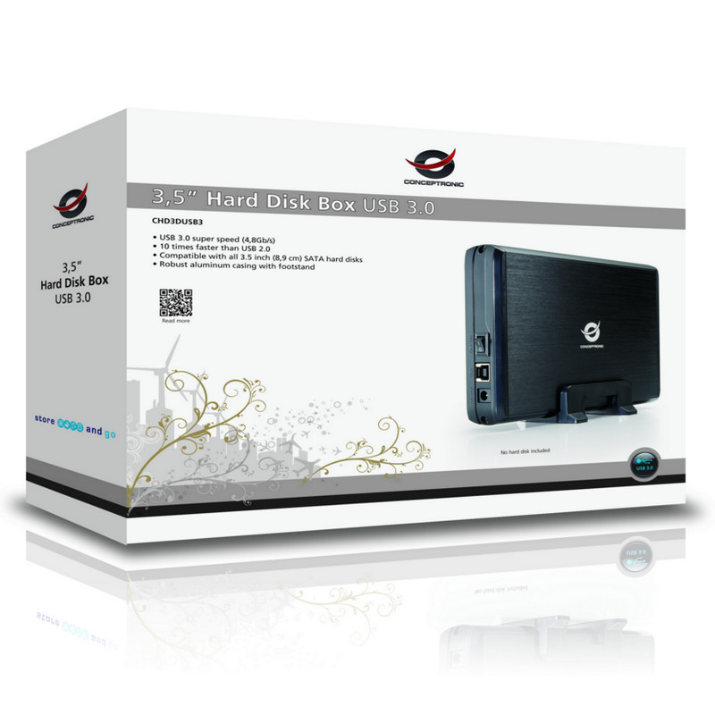 Detalle 2 de Conceptronic Grab´n´GO Carcasa HD 3.5" SATA USB 3.0 Negro