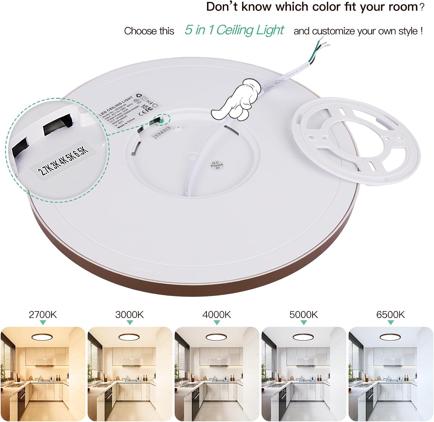 Detalle 2 de Brightever LED Flush-Mount Ceiling Light, 12-Inch