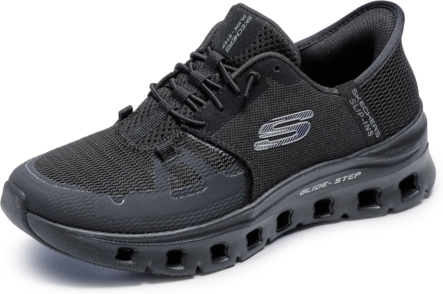 Skechers Damen Glide-Step Pro Slip-In: bequeme Alltags-Sneaker in Schwarz Mesh 39 EU