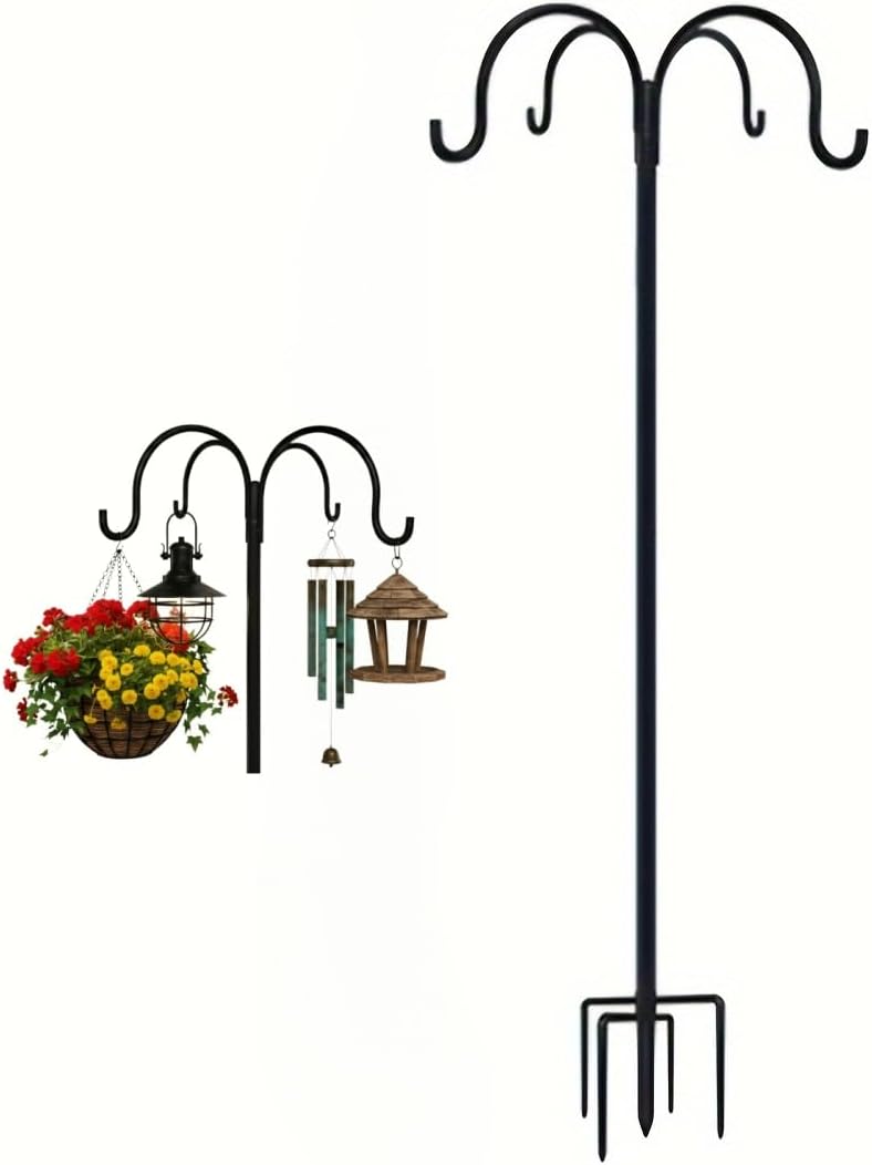 QUZGVEXA adjustable bird feeder pole with multi-hook hanging station (up to 185cm)