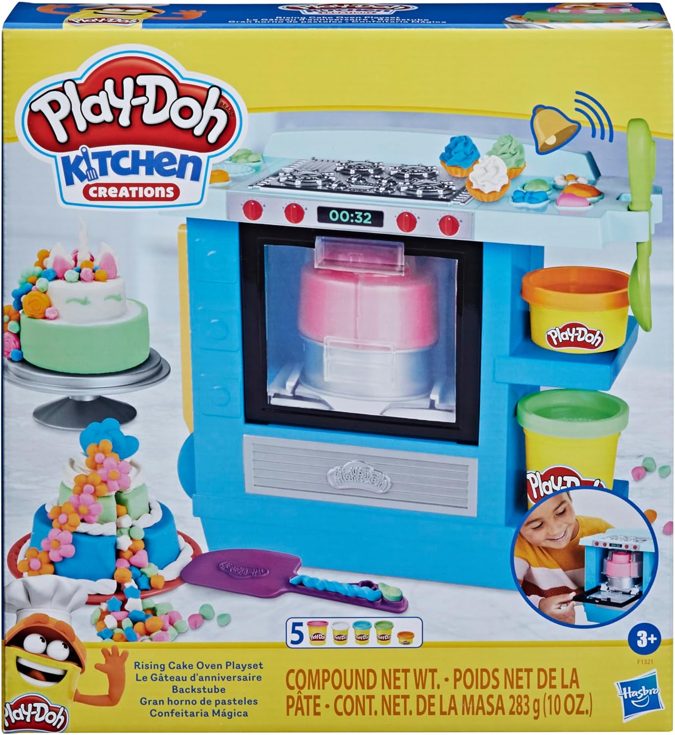 Detalle 2 de Play-Doh Hasbro Kitchen Creations – Playset Il Dolce Forno, torte che lievitano davanti ai tuoi occhi, 5 colori di pasta modellabile