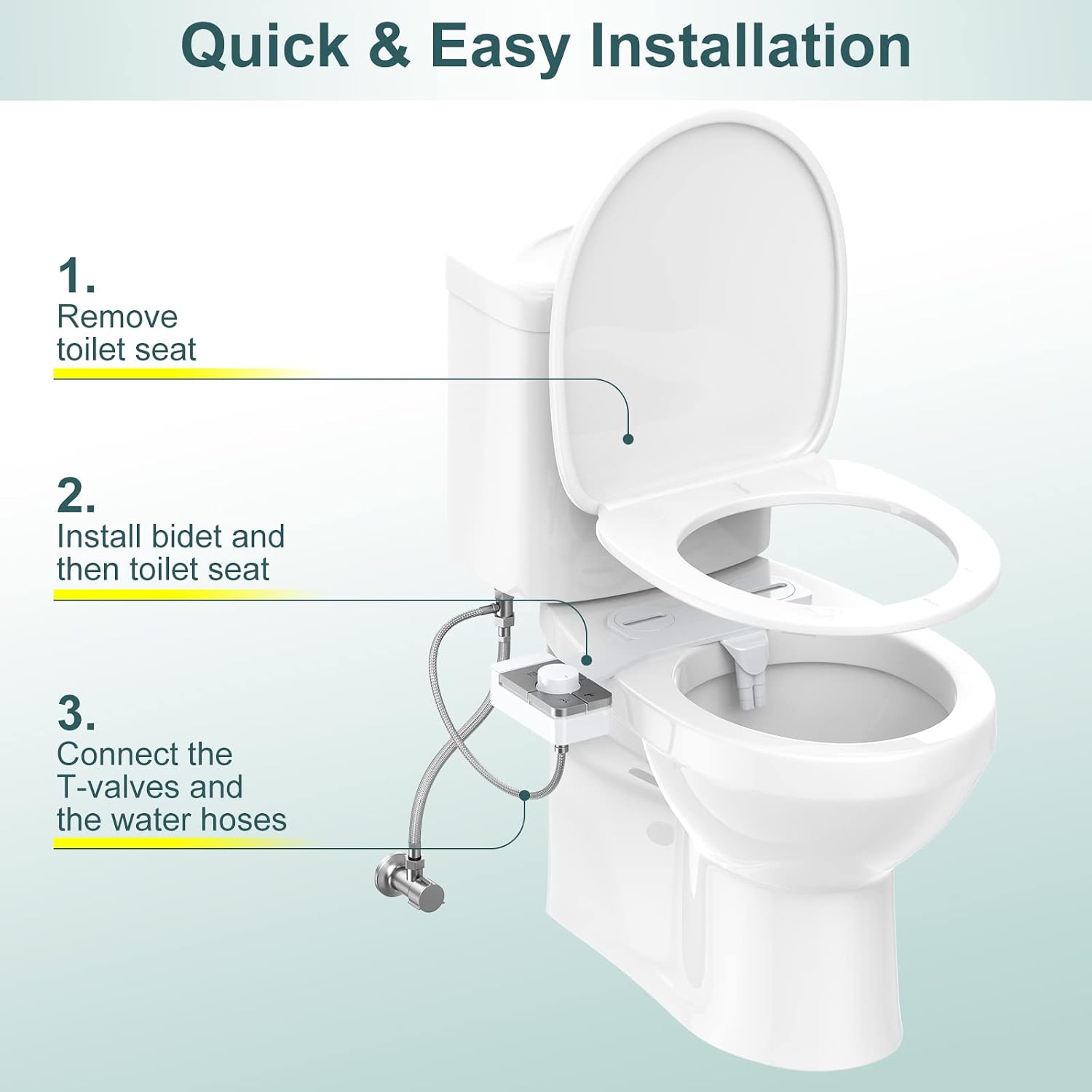 Thumbnail 3 de SHIKITEK LCAJK-001SW-CA Bidet Attachment, Dual Nozzles, Self-Cleaning