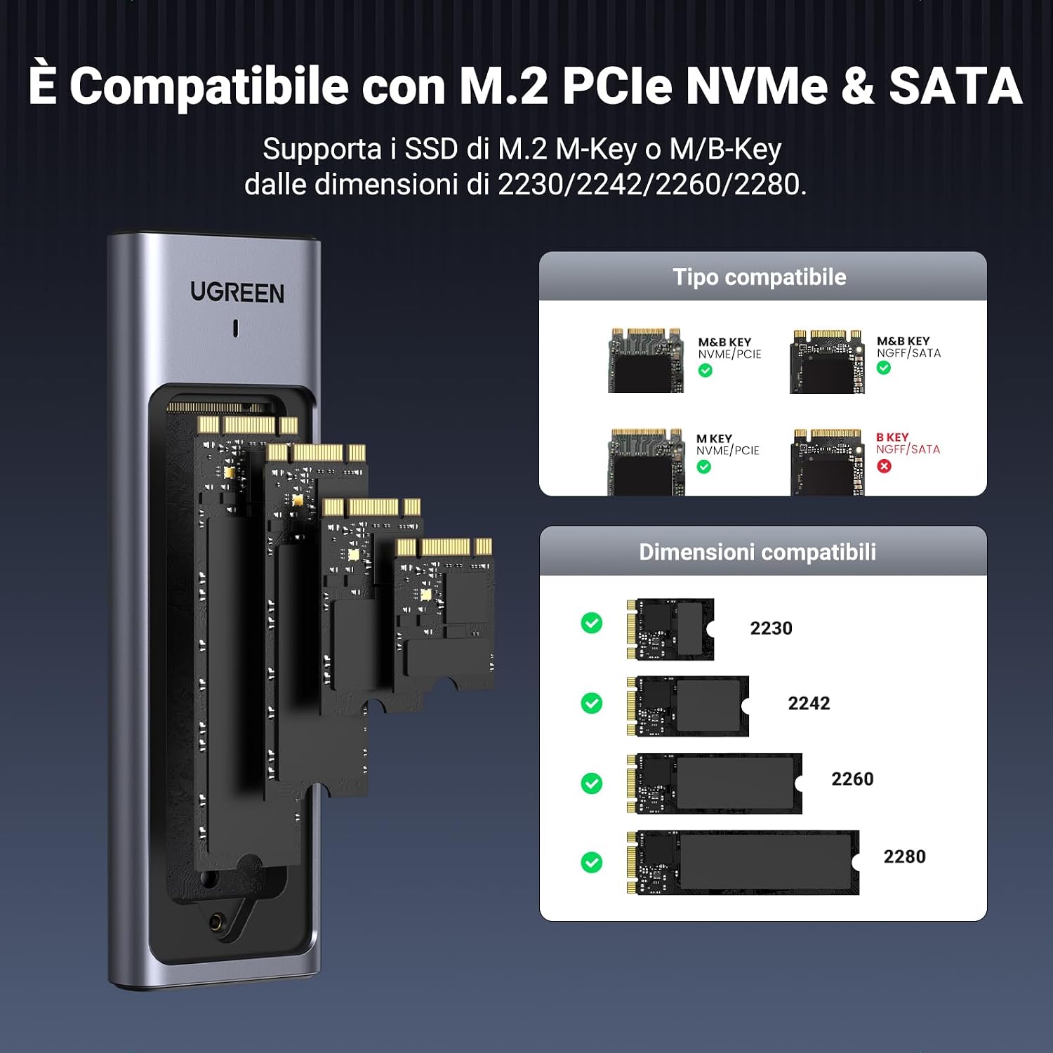 Thumbnail 1 de UGREEN Case NVMe M.2 USB C 3.2 Gen 2