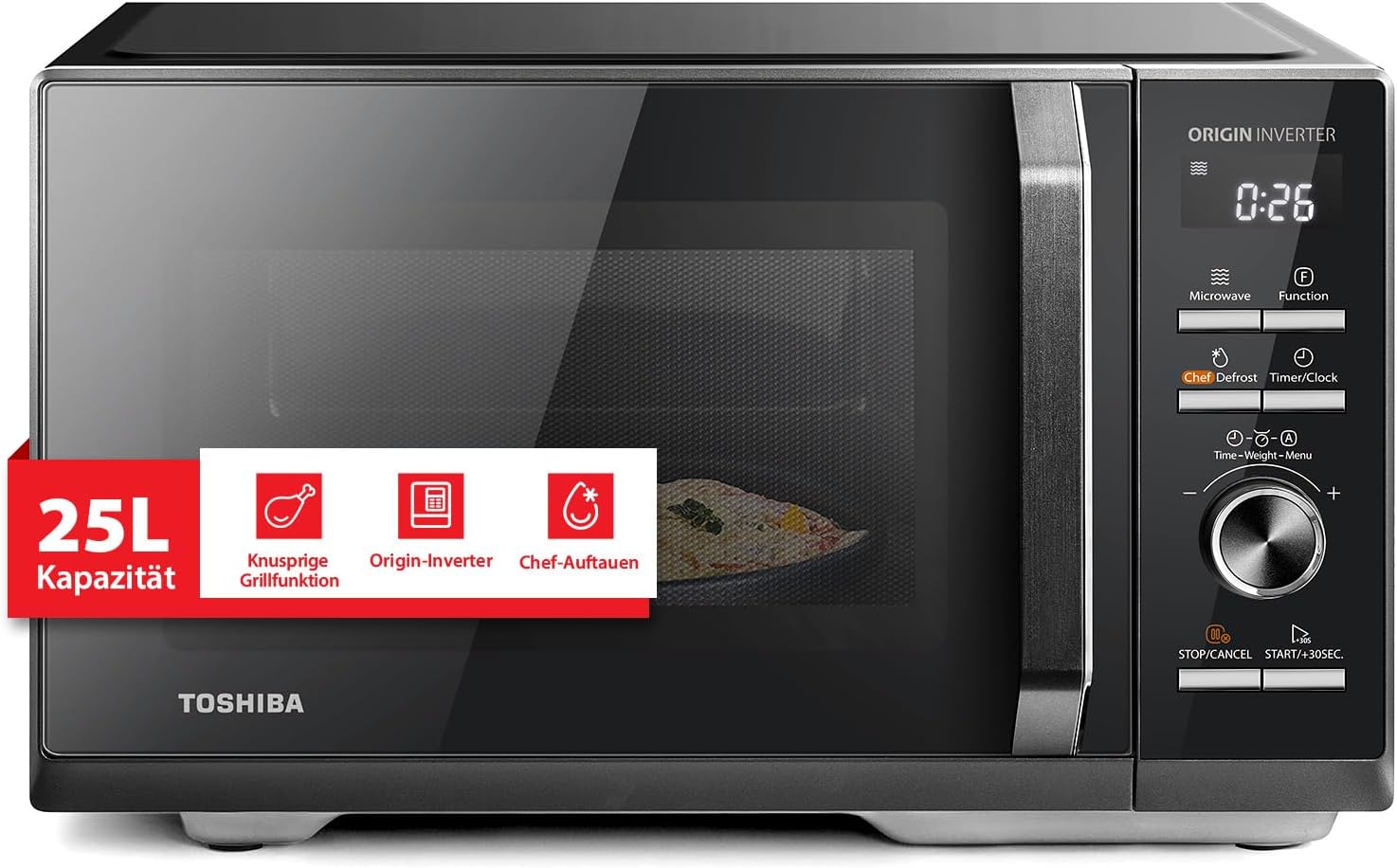 Thumbnail 6 de Toshiba MW2-MG20PF(BK)/GE Mikrowellenherd mit Kombi-Grillfunktion, 800 W Mikrowelle & 1000 W Grill, 20 l, schwarz