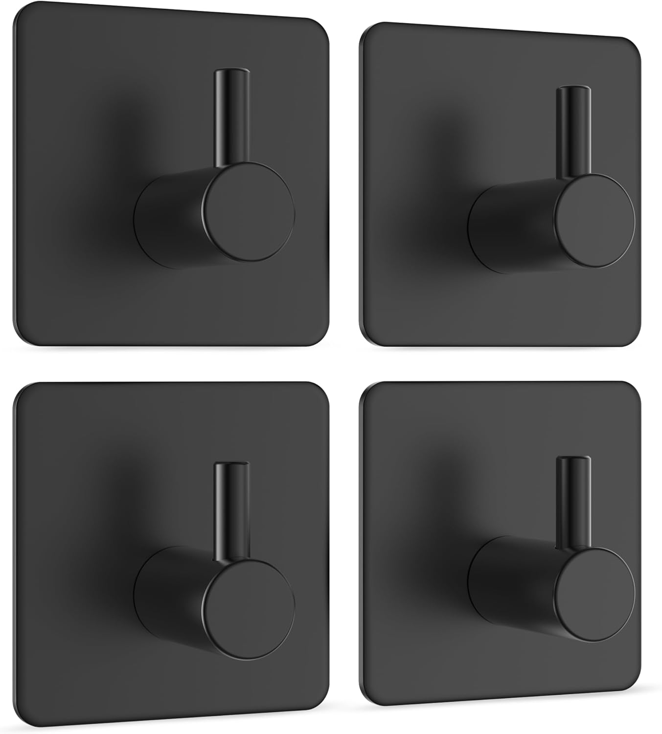 Detalle de virea Ganci da parete auto-adesivi senza forare (set di 4) in nero, inox, fino a 8 kg