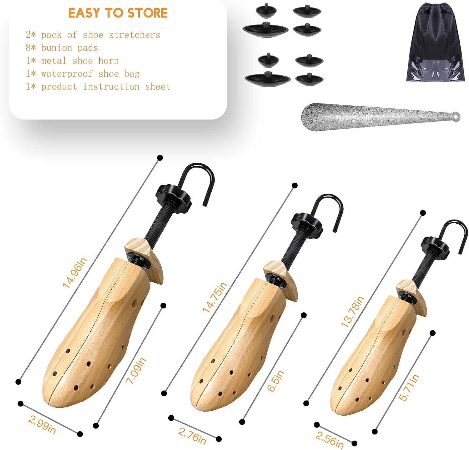 Thumbnail 6 de JJDPARTS Wooden 4-Way Shoe Stretcher Pair – Durable Wooden Expander for Men and Women