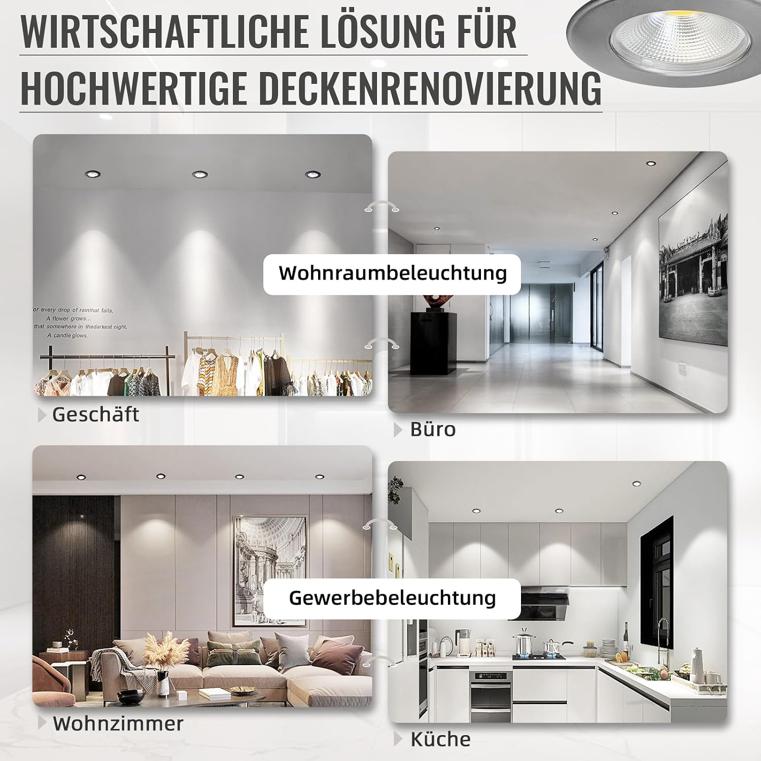 Thumbnail 5 de Wondlumi 6er LED Einbaustrahler Set 7W – 600 lm, 3000K, gebürsteter Edelstahl, 230V