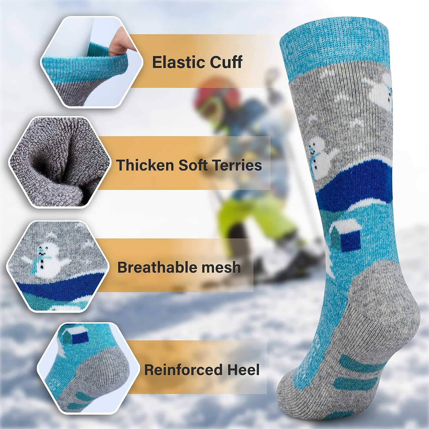 Thumbnail 4 de Hylaea Merino Wool Ski Socks Kids, Knee-High