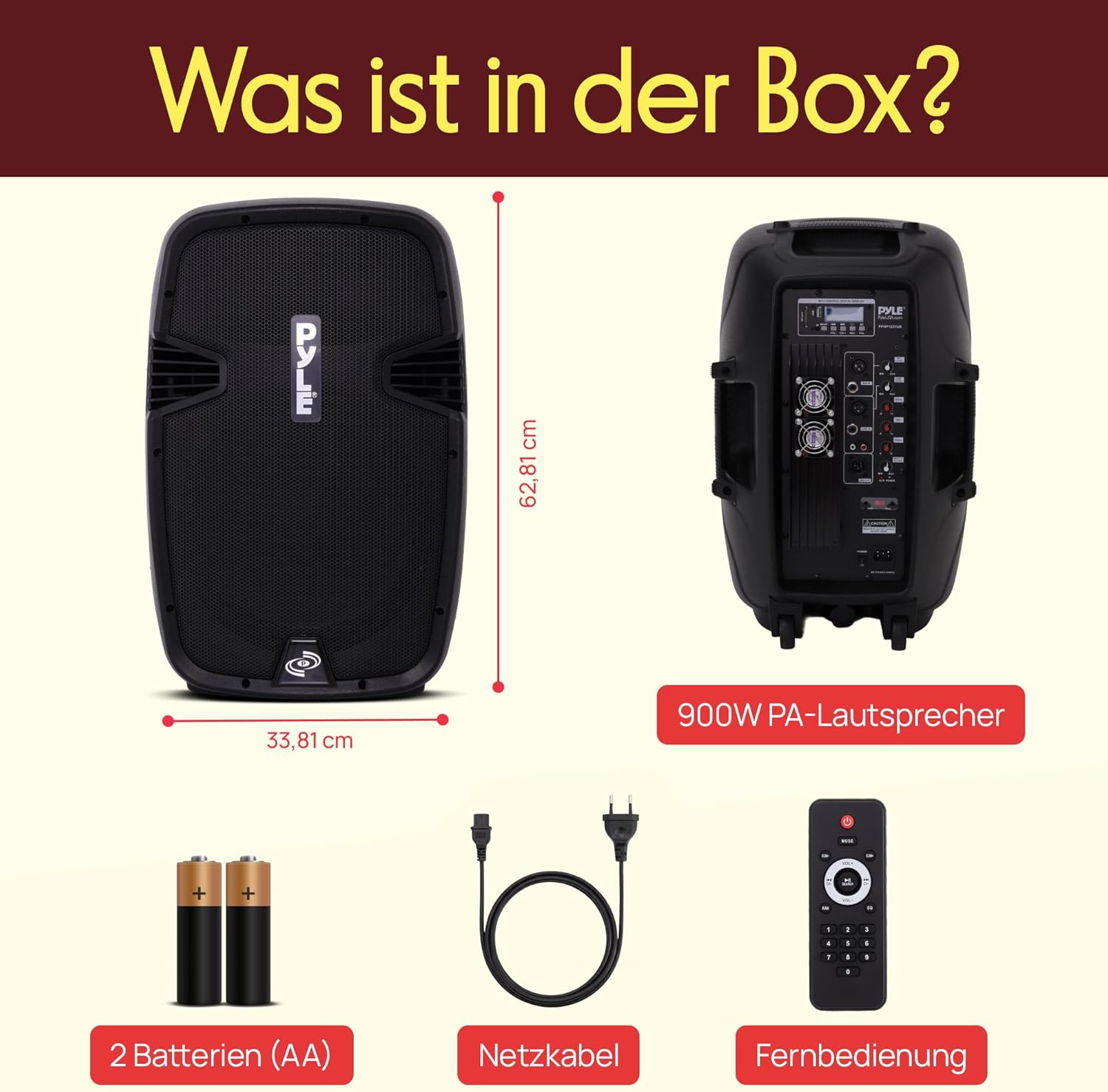 Thumbnail 6 de Großer Pyle Bluetooth Partybox-Lautsprecher mit 900 W, 12-Zoll-Tieftöner, USB/SD/AUX/FM & XLR