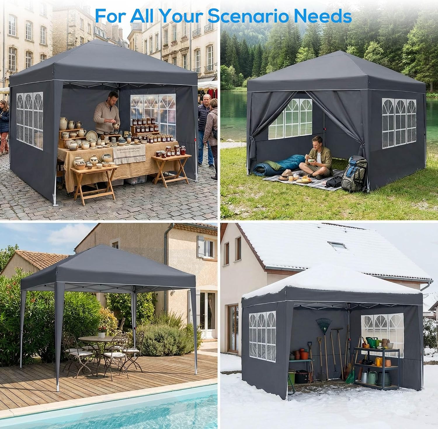 Detalle 2 de RidgeRover 3M x 3M Pop-up Gazebo: Waterproof, 4 Removable Sides, 270cm Interior Height