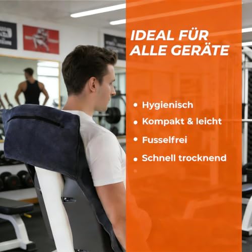 Detalle de GESTAND Gym Handtuch 2er Set – Microfaser Fitnesshandtücher 120 x 50 cm mit Reißverschlusstasche