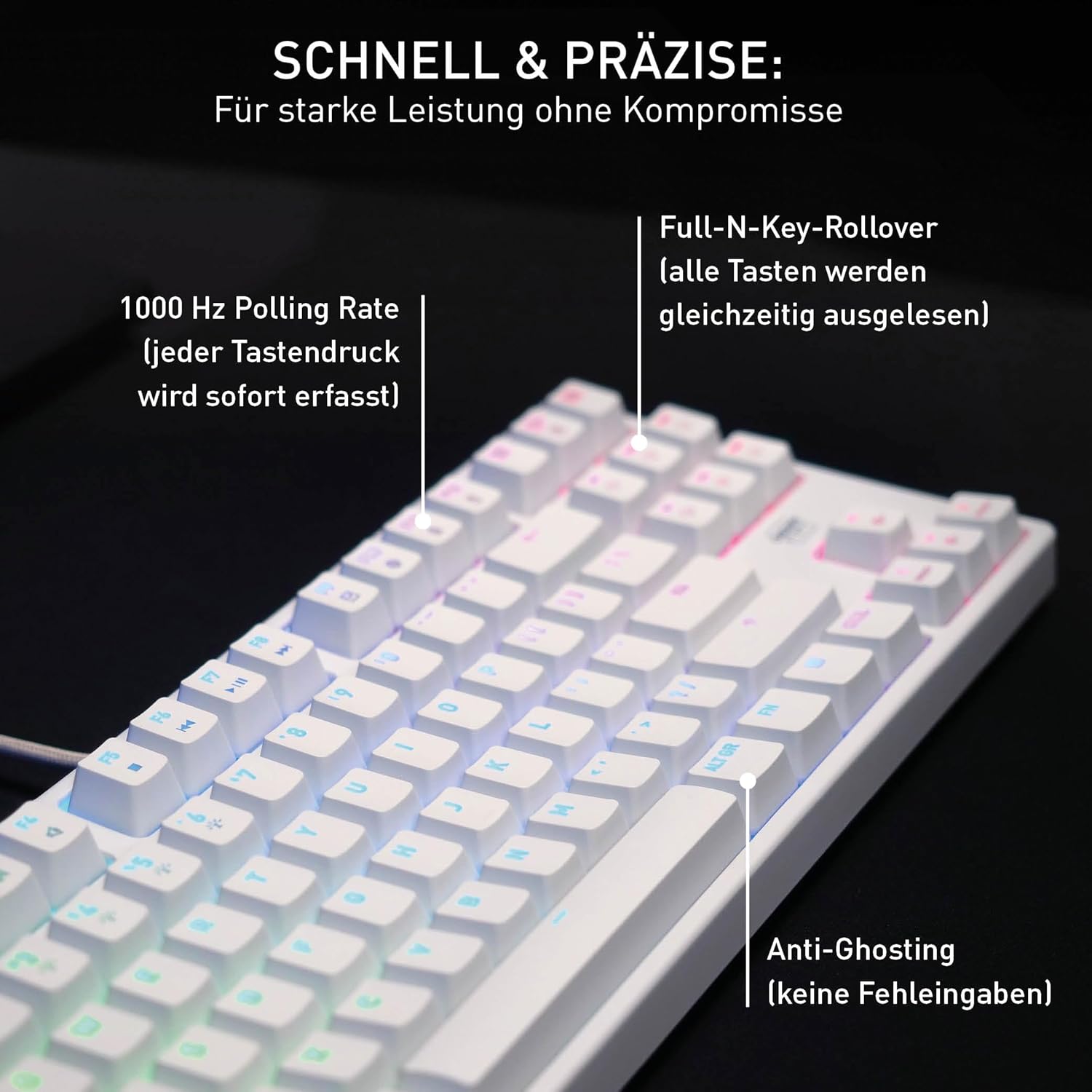 Thumbnail 5 de CHERRY XTRFY K4V2 TKL – kabelgebundene Gaming-Tastatur (QWERTZ, MX2A RED, RGB, 1000 Hz) in Weiß
