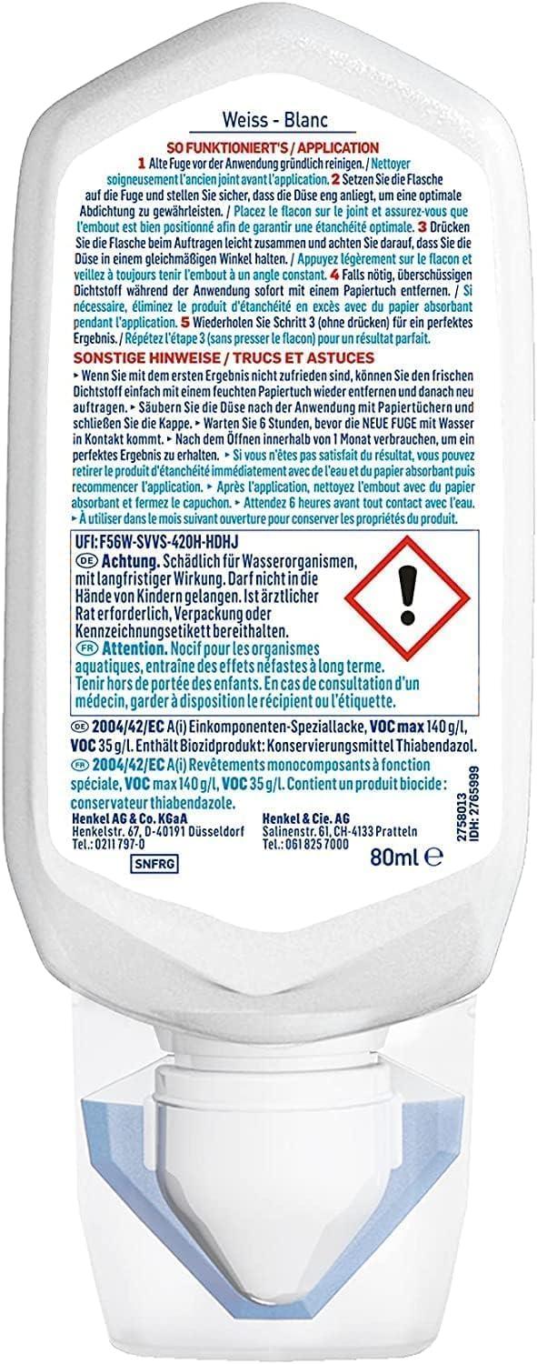 Thumbnail 1 de Sista Pattex NEUE FUGE – Weiße Silikon-Dichtmasse, 1x80 ml, schimmelresistent