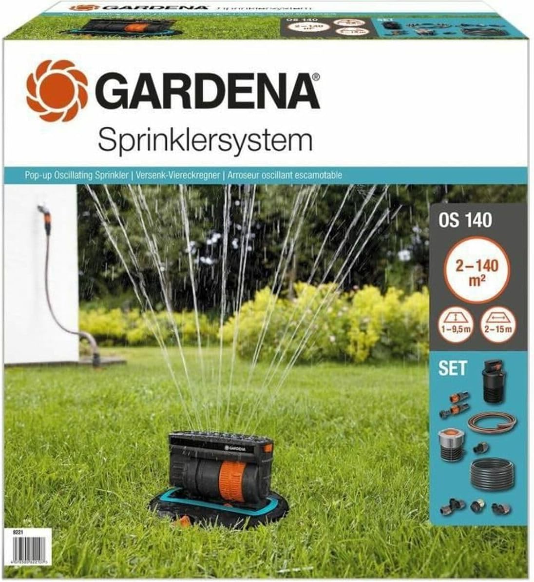 Detalle de Kit d’arrosage OS 140 escamotable de Gardena — solution fiable pour surfaces jusqu’à 140 m²