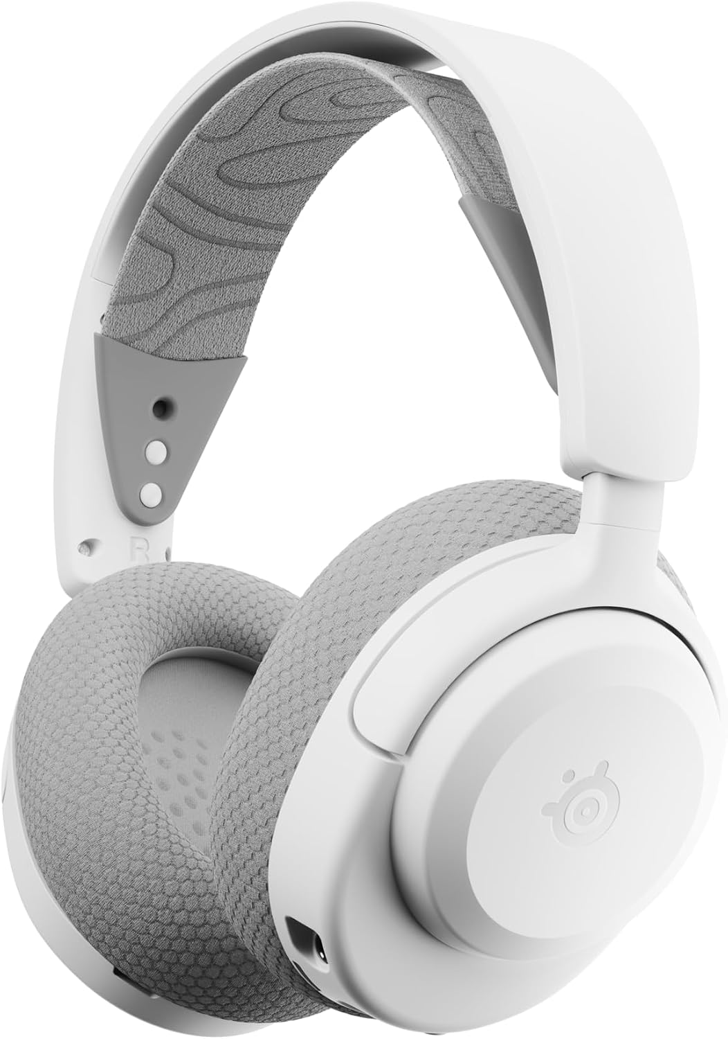 Detalle de SteelSeries Arctis Nova 3PW White draadloze gamingheadset met 2,4 GHz en Bluetooth